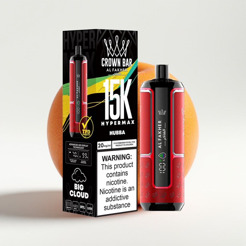 Al Fakher Crown Bar 15K Hypermax Jednokratna Vape Kit Hubba 22ml