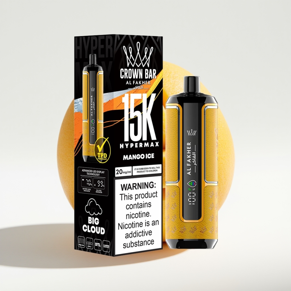 Al Fakher Crown Bar 15K Hypermax Jednokratna Vape Pen Mango Led 22ml