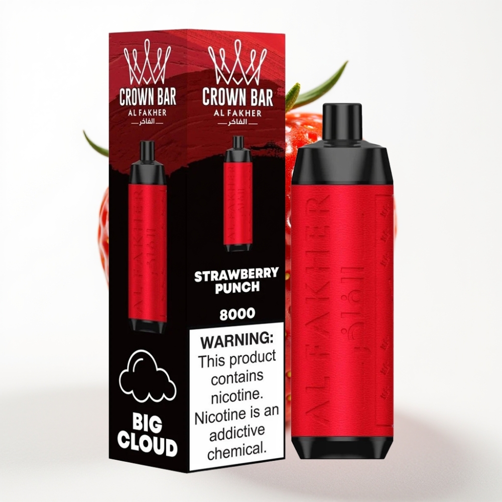 Al Fakher Crown Bar 8000 Crystal Jednokratna Vape Jagoda Punch 18ml