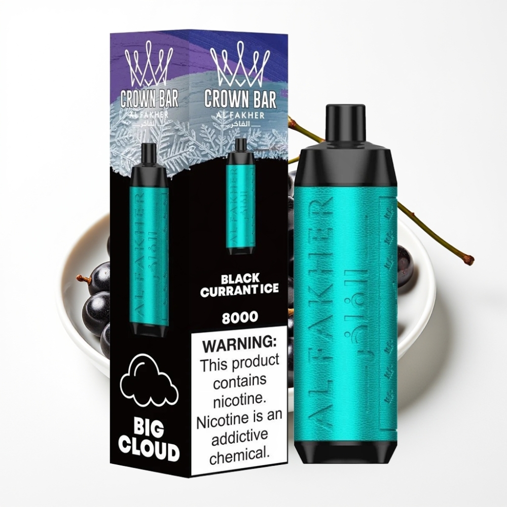 Al Fakher Crown Bar 8000 Crystal Puffova 18ml Crni Ribizl Led