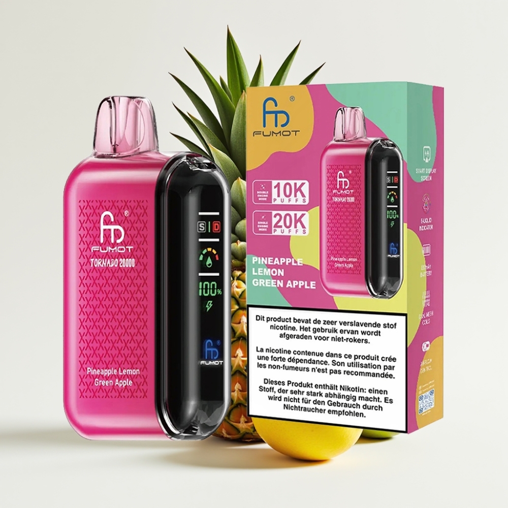 Fumot Tornado 20000 Puffs Dual Mesh Coil Okus Ananas Limun Zelena Jabuka