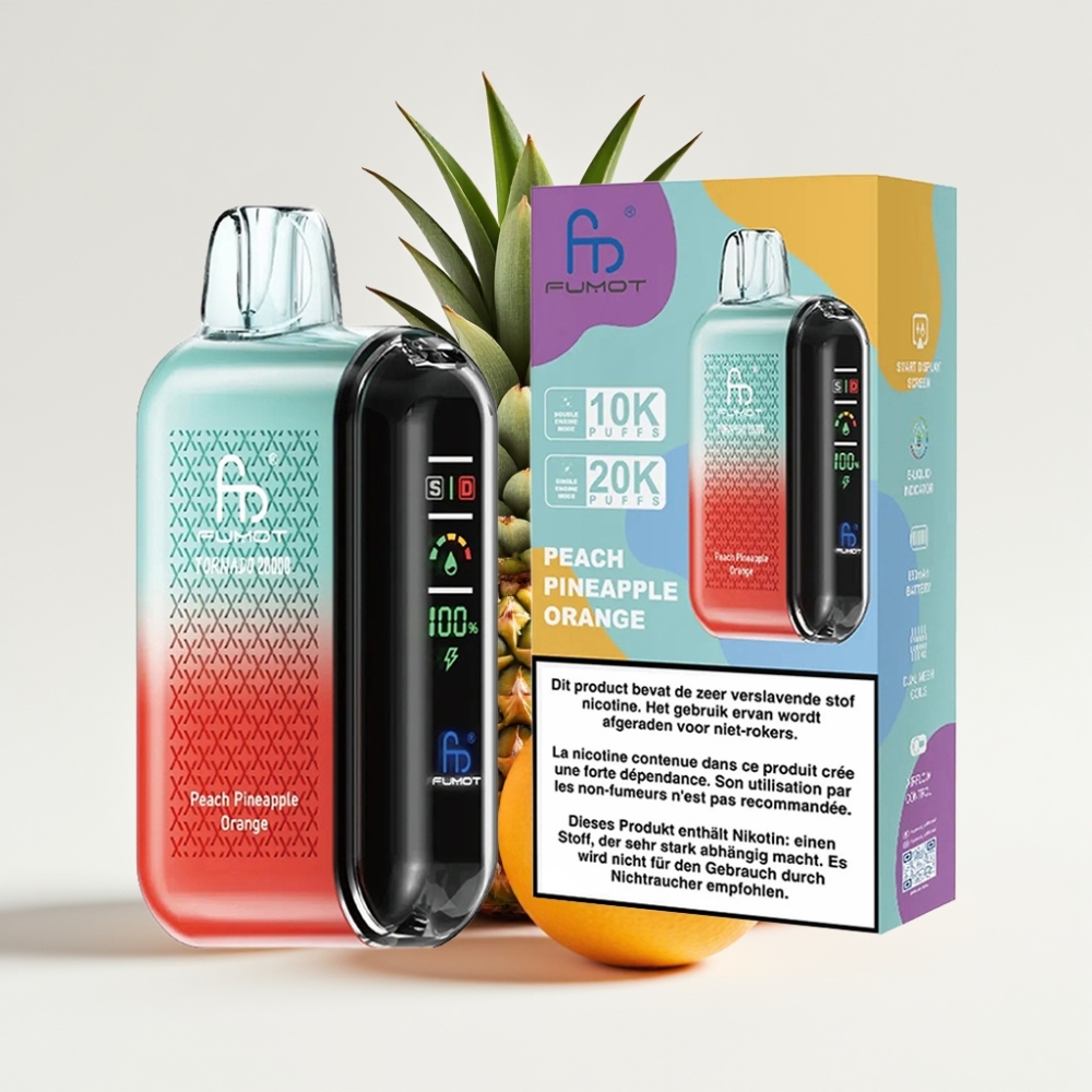 Fumot Tornado 20000 Puffs Dual Mesh Coil Okus Breskve Ananasa Naranče