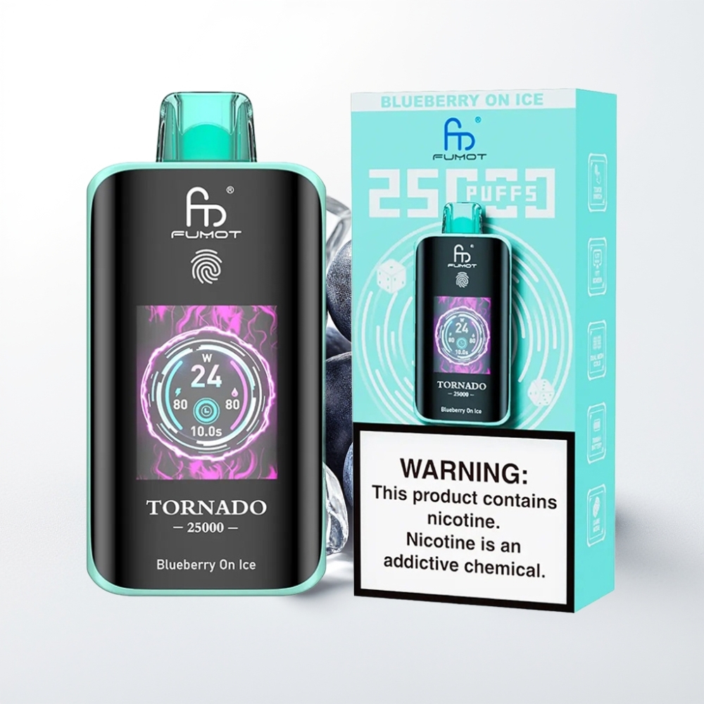 Fumot Tornado 25000 Puffova HD Ekran Okus Borovnica Na Ledu