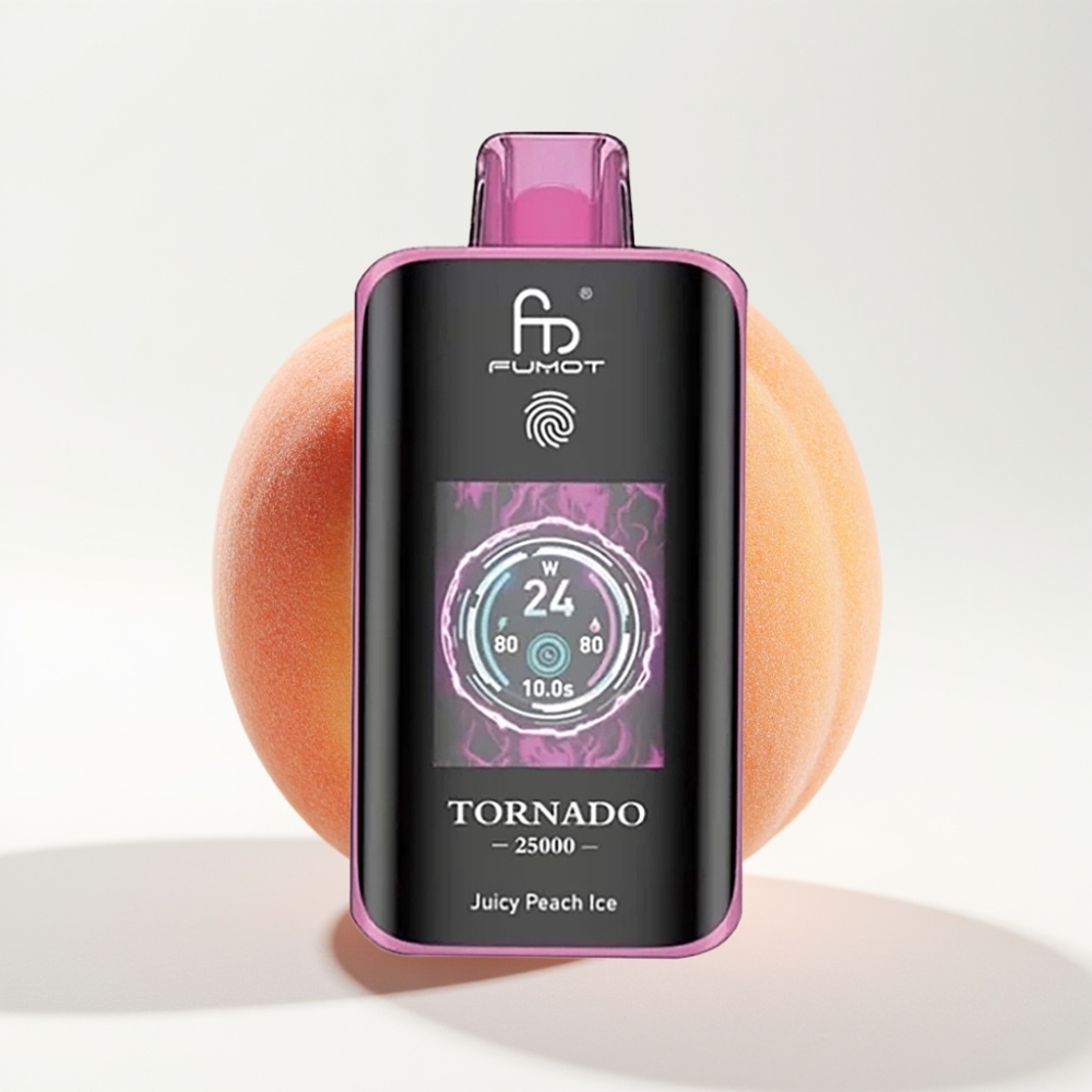 Fumot Tornado 25000 Puffs HD Ekran Okus Sočni Ledeni Breskva