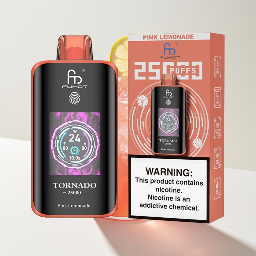 Fumot Tornado 25000 Puffs Ružičasti Limunada HD Ekran