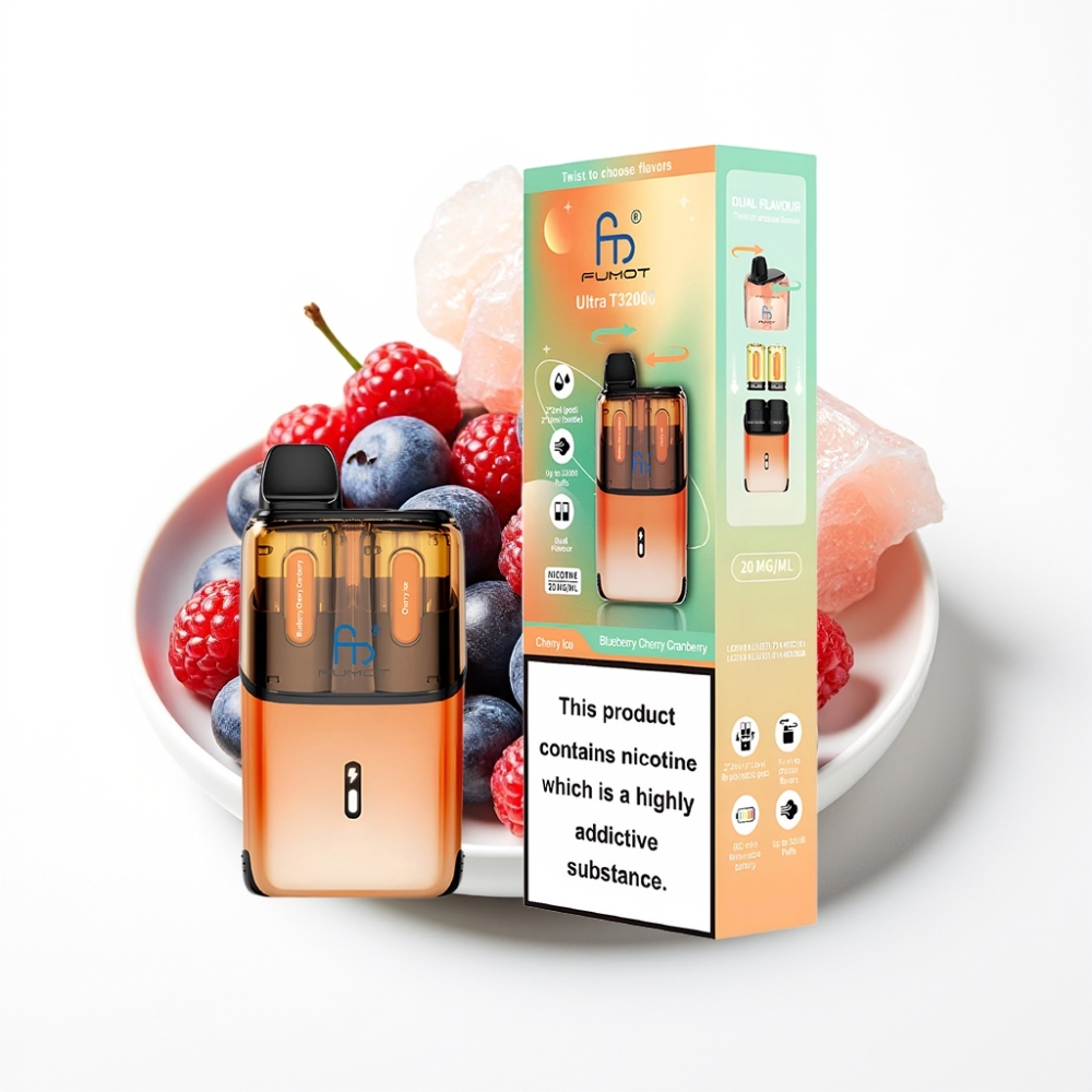 Fumot Ultra T32000 32000 Puffova Napredna Mesh Zavojnica Borovnica Trešnja Brusnica - Ledena Trešnja