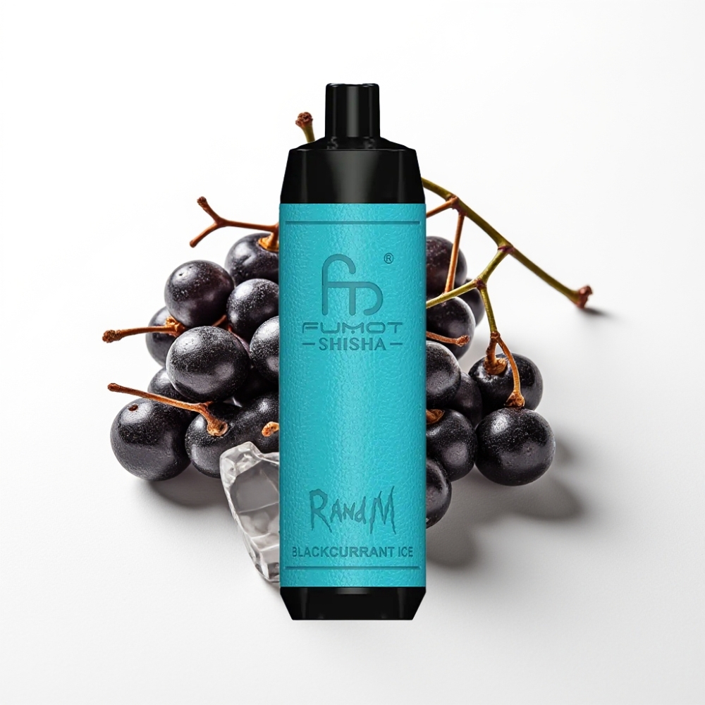 RandM Fumot Shisha 10000 Puffs 0.6ohm Mrežasti Sviti Okus Crni Ribiz Led