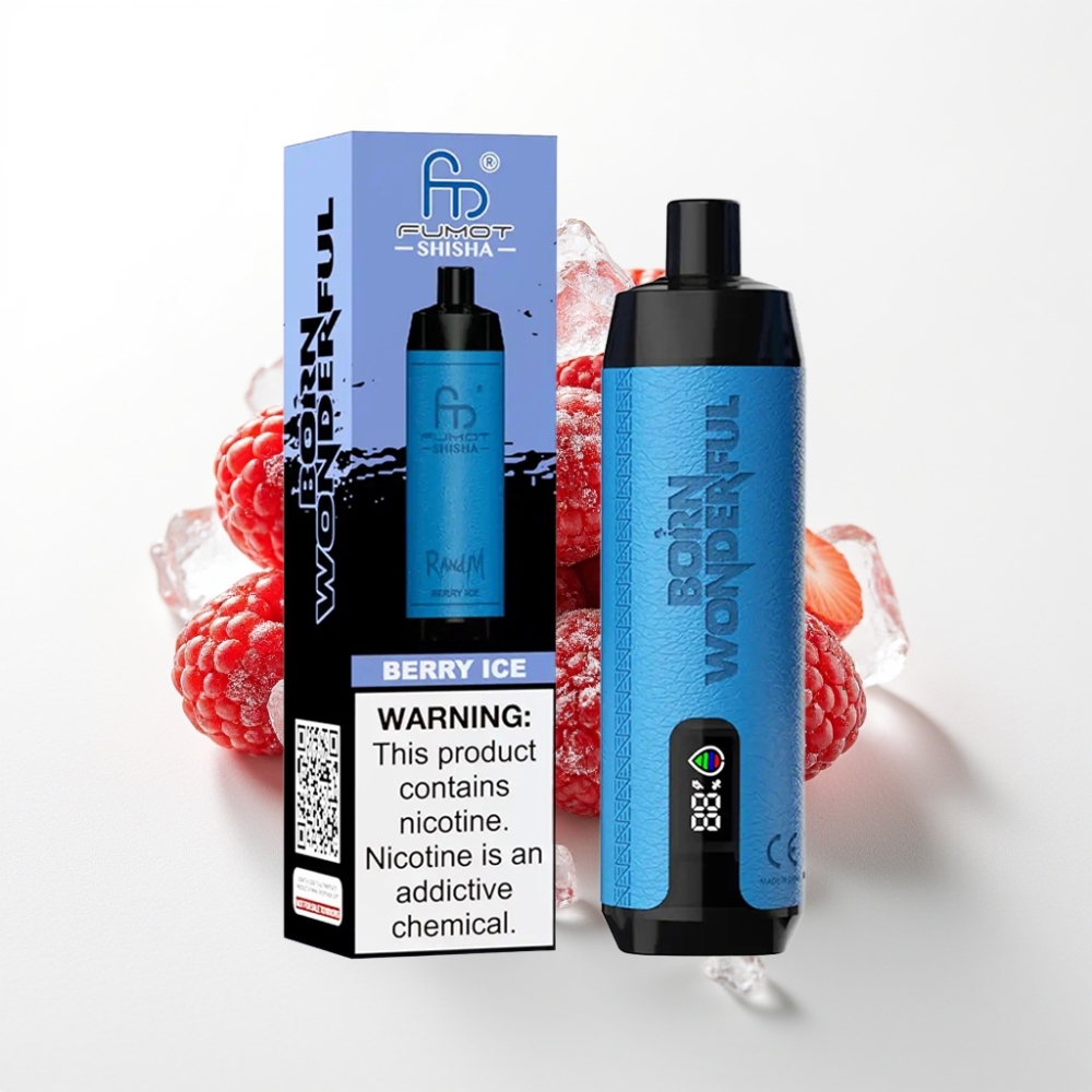 RandM Fumot Shisha 10000 Puffs 18ml Prefillani E-liquid Jagoda Led