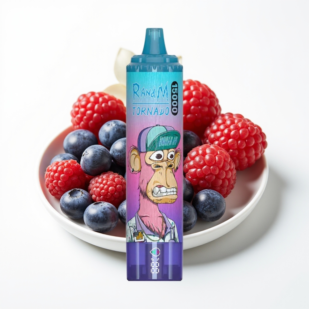 Fumot RandM Tornado 15000 Puffs 25ml Mrežasti svitak Plava jagoda Malina