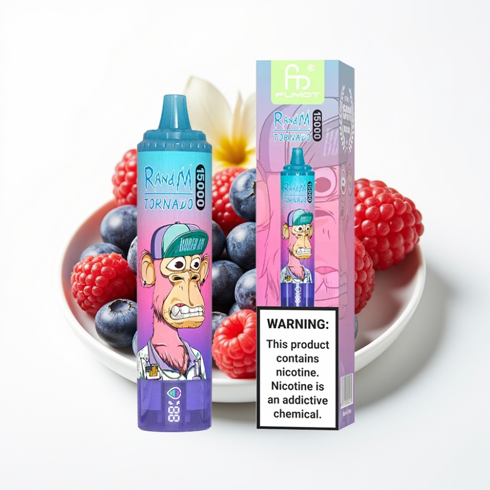 Fumot RandM Tornado 15000 Puffs 25ml Mrežasti svitak Plava jagoda Malina