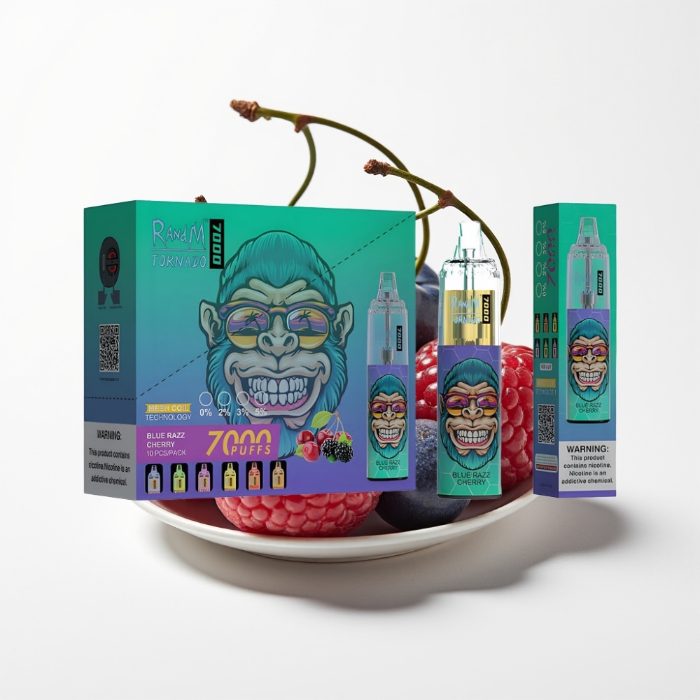 Fumot Tornado 7000 Puffova RGB Svjetla Okus Plave Trešnje i Maline