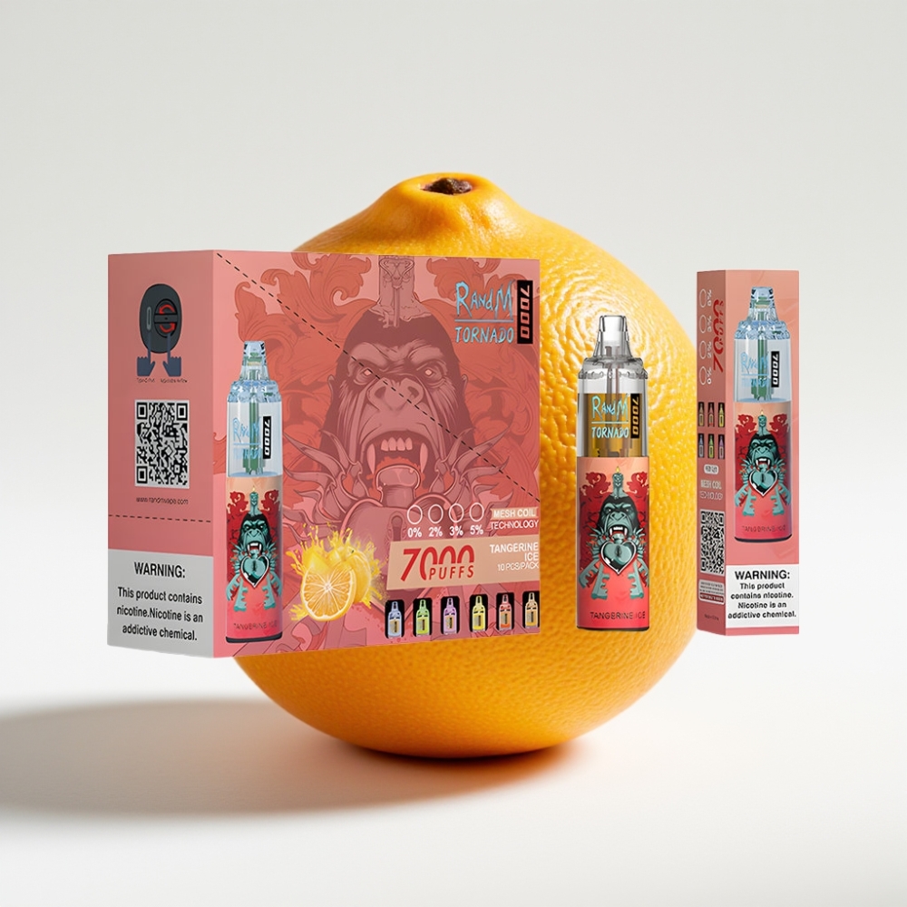 Fumot Tornado 7000 Pufova s Mrežastom Zavojnicom Tangerine Led