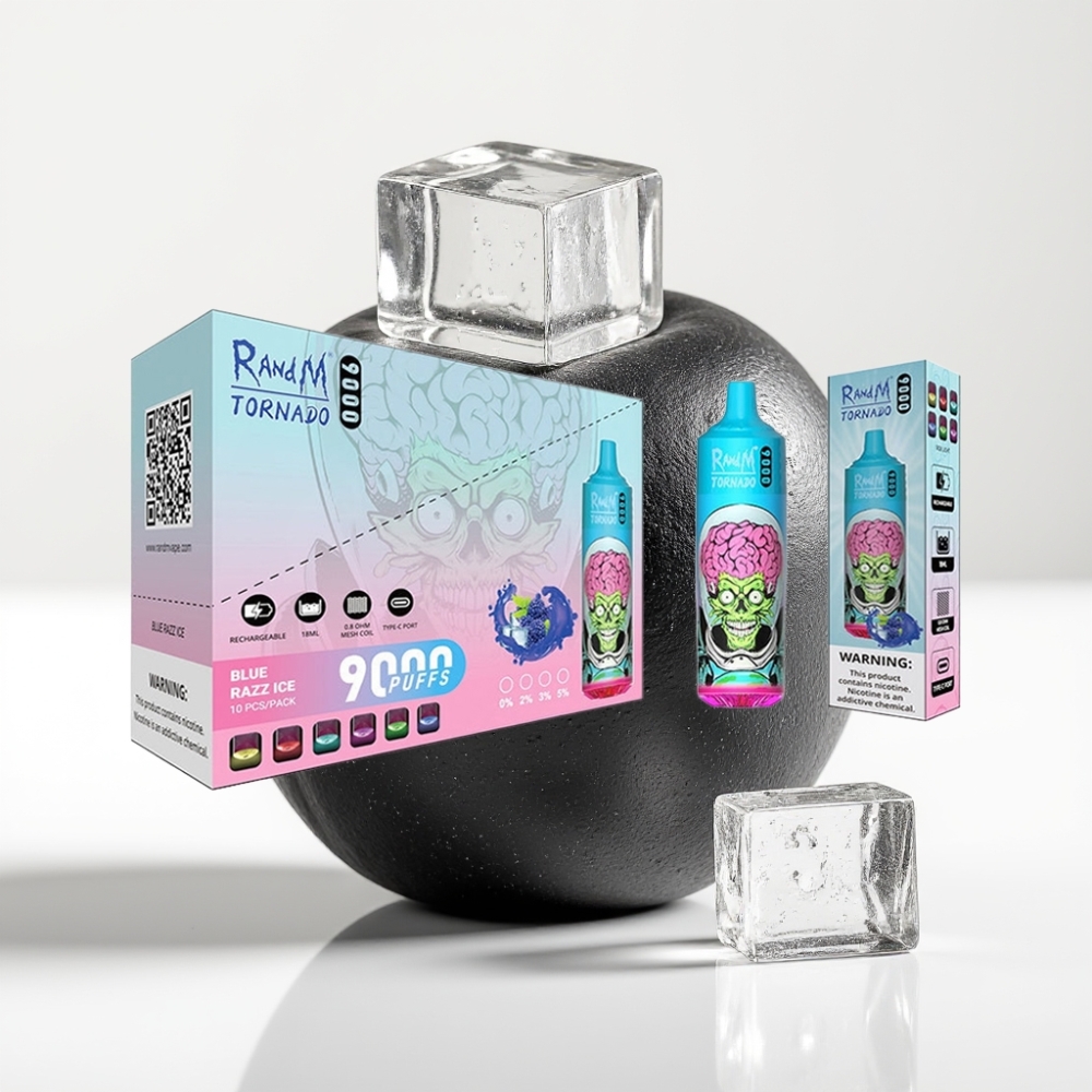 RandM Tornado 9000 Puffs 18 mL Crni Zmaj Led