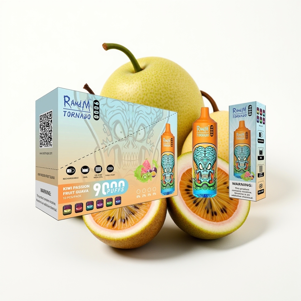 RandM Tornado 9000 Puffs 18 mL Mrežasti svitak Aroma:Kiwi Marakuja Guava
