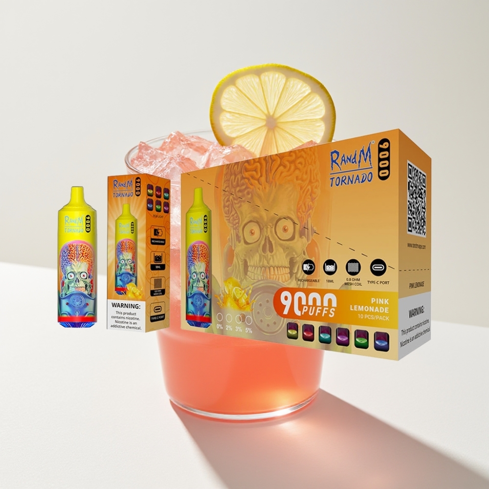 RandM Tornado 9000 Puffs Ružičasti Limunad s Mesh Coil